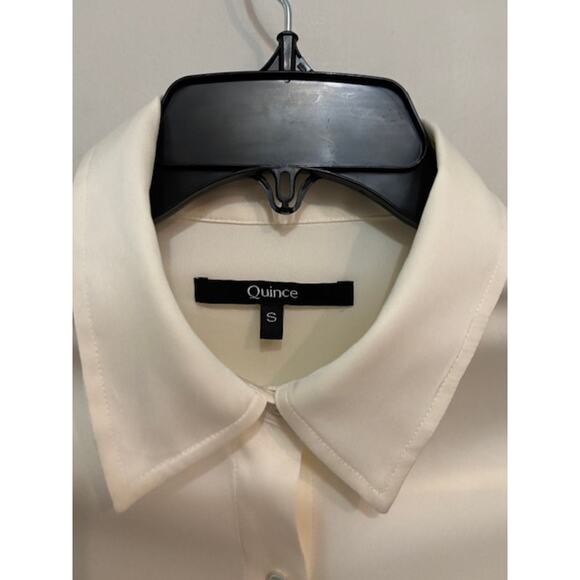 Quince Silk Blouse Button Down Short Sleeve Small Office Professional NEW - Picture 4 of 4
